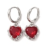 Valentine's Day Heart Brass & Glass Hoop Earrings EJEW-Z164-23P-6