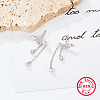 Rhodium Plated Platinum Plated 925 Sterling Silver Wing Stud Earrings with Shell Pearl RF3669-3