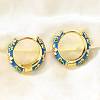 Flower Brass Enamel Hoop Earrings EJEW-R018-06G-2