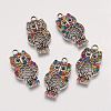 Alloy Rhinestone Owl Pendants for Halloween Jewelry RB-J222-02AS-3