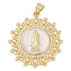 Rack Plating Brass Micro Pave Clear Cubic Zirconia Pendants KK-P287-36B-G-1