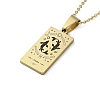 304 Stainless Steel Black Enamel Rectangle with Constellation Pendant Necklaces NJEW-I128-01H-1