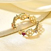 Brass Micro Pave Cubic Zirconia Cuff Rings for Women RJEW-Q008-01G-02-5