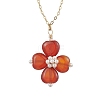 Natural Carnelian(Dyed and Heated) Clover Shamrock Pendant Necklaces NJEW-JN05170-03-3