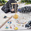 12Pcs 12 Style Flat Round & Rocket & Heart & Star Alloy Enamel Locking Stitch Markers HJEW-PH01500-5
