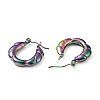 Ion Plating(IP) Rainbow Color 304 Stainless Steel Twist Rope Hoop Earrings for Women EJEW-G293-11M-2