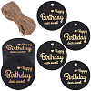 100Pcs Flat Round Gold Word Happy Birthday Dear Sweet Hanging Tags DIY-SP0003-87B-1