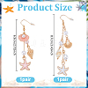 2 Pairs 2 Styles Alloy Enamel Starfish with Shell Shape Dangle Earrings EJEW-GA0001-10-2