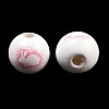Printed Wood European Beads WOOD-G029-03C-2