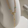 Natural Turquoise 304 Stainless Steel Flower Hand Chain Ring Bracelets for Women EH8478-4