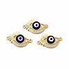 Rack Plating Real 18K Gold Plated Brass Micro Pave Clear Cubic Zirconia Connector Charms ZIRC-L102-08G-01-1