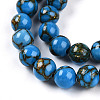 Synthetic Gold Line Turquoise Beads Strands G-A255-A03-02A-3