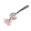 Natural Rose Quartz Moon with Chips Tassel Pendant Decorations G-L524-07R-B02-2