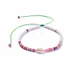 Handmade Polymer Clay Heishi Beads Braided Beaded Necklaces NJEW-JN02724-04-1