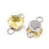 304 Stainless Steel Micro Pave Cubic Zirconia Connector Charms STAS-H240-50P-08-2