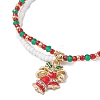 3Pcs Christmas Glass Seed Beads & Glass Beads Multi-layered Bracelets BJEW-MZ00240-5