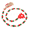 Christmas Theme Wooden Beaded Pendant Decorate HJEW-WH0042-09-1
