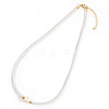 Potato Naural Pearl & Brass & Glass Seed Beaded Necklaces BD0566-4-2