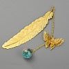 Golden Tone Brass Feather Bookmarks AJEW-WH0020-55G-05-1
