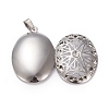 304 Stainless Steel Rhinestone Locket Pendants STAS-K197-10P-4