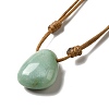 Natural Green Aventurine Triangle Pendant Necklace with Waxed Cord for Women NJEW-G093-01E-2