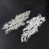 Phoenix Tail Pattern Glass Rhinestone & Mesh Base Fabrics Handwork Embroidery Cloth Sew on Appliques PATC-WH0009-02B-2