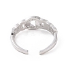 Clear Cubic Zirconia Curb Chains Shape Open Cuff Ring RJEW-E072-17P-3