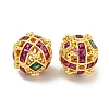 Rack Plating Brass Micro Pave Colorful Cubic Zirconia Beads KK-L215-307G-2