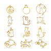 24Pcs 12 Style Zinc Alloy Kitten Open Back Bezel Pendants FIND-CW0001-05-1