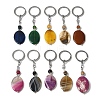 Iron with Alloy Natural Agate Pendant Keychain G-Q169-03P-1