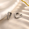 304 Stainless Steel Cubic Zirconia Hoop Earrings for Women SA-CBAF36C-07P-1