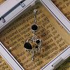 304 Stainless Steel Pave Black Cubic Zirconia Curved Barbell Dangle Belly Rings FS-WG77A7D-03-1