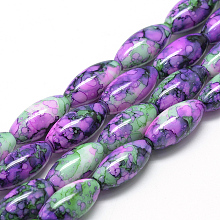 Baking Painted Glass Beads Strands DGLA-S115-22x10-S17