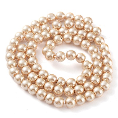 Baking Paint Pearlized Glass Pearl Round Bead Strands X-HY-Q330-8mm-42-1