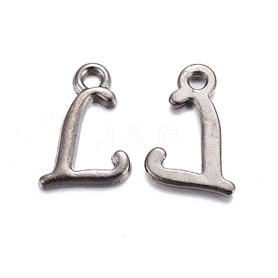 Gunmetal Plated Alloy Letter Pendants LS-PALLOY-J718-01B-L-1