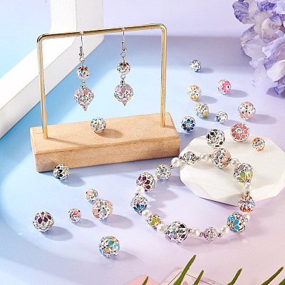 24Pcs 3 Styles Round Brass Rhinestone Beads KK-TA0003-25-1