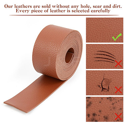2M Flat Single Face Lychee Pattern Imitation Leather Band LC-WH0010-02B-03-1