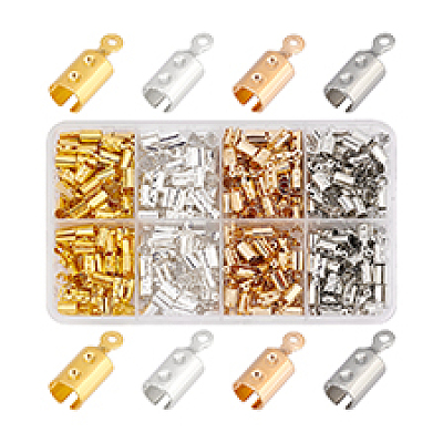 400Pcs 4 Colors Iron Folding Crimp Ends IFIN-PH0002-27-1