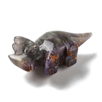 Natural Fluorite Carved Healing Rhinoceros Figurines DJEW-P016-01C-1