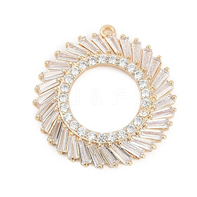 Brass Micro Pave Cubic Zirconia with Glass Pendants KK-Q026-19G-1