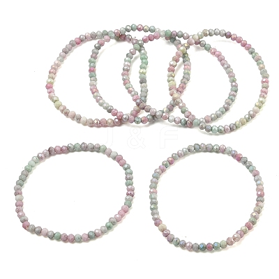AB Color Faceted Rondelle Glass Beaded Stretch Bracelets for Women BJEW-PH01822-07-1