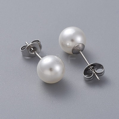 Plastic Imitation Pearl Stud Earrings STAS-D0001-03-P-1
