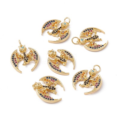 Rack Plating Brass Micro Pave Colorful Cubic Zirconia Pendants ZIRC-C040-48A-G-1