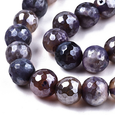 Electroplate Natural Agate Beads Strands G-T131-55-24-1