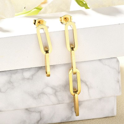 304 Stainless Steel Dangle Stud Earrings for Women EJEW-C096-15G-01-1