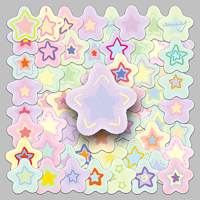 50Pcs Cute Star PVC Self-Adhesive Stickers PW-WG31145-01-1