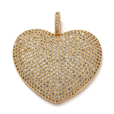 Brass Micro Pave Clear Cubic Zirconia Pendants KK-U076-22G-1