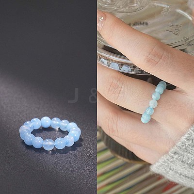 Natural Aquamarine Stretchy Finger Rings FS-WG01730-07-1