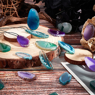 8Pcs Natural Agate Dyed Big Pendants G-BC0001-46A-1