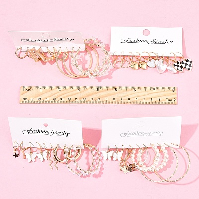 5 Sets 5 Colors Alloy Hoop Earring Sets EJEW-FS0001-23B-1